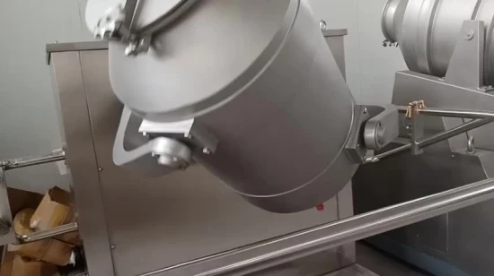 Rotierender 3D-Pulvertrommelmischer aus Edelstahl in der Lebensmittelindustrie